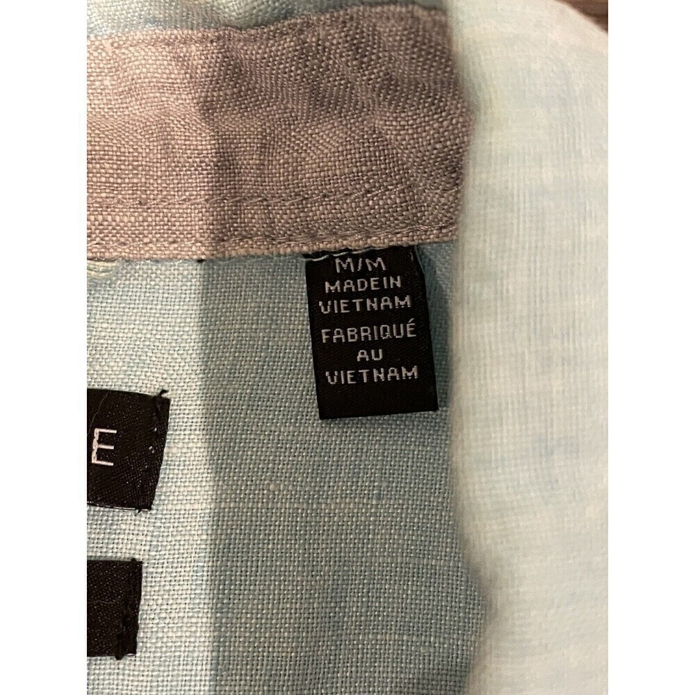Saks Fifth Avenue Men's Dress Shirt 100% Linen Size Medium Classic Fit Blue - Picture 4 of 9